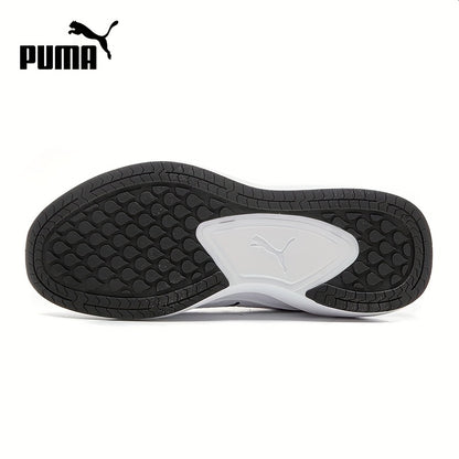 PUMA Unisex Sneakers - Low-Top Gym Sneakers in White/Black/Neon Green Accent - Breathable Fabric Upper  Cushioned Rubber Sole - Lightweight Running Shoes for Men  Women - Ideal for Training, Everyday  Formal Wear, Sporty D