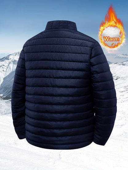 Men's Quilted Stand Collar Jacket for Autumn Winter