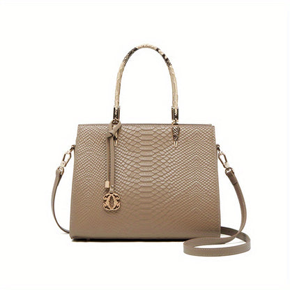 Luxury Vintage Genuine Leather Women's Tote Bag with Adjustable Strap