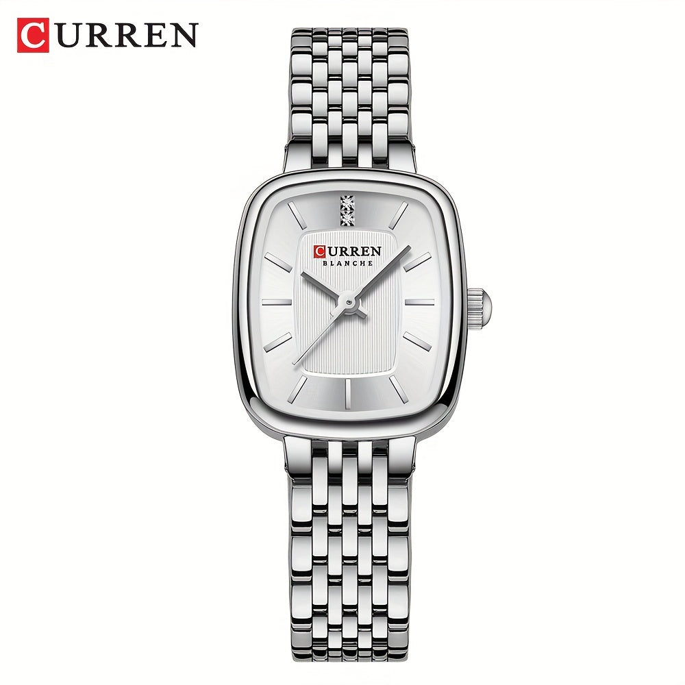 CURREN Women's Watch Original Brand Stainless Steel Strap New Square Subdial Fashionable Casual Business Quartz Analog