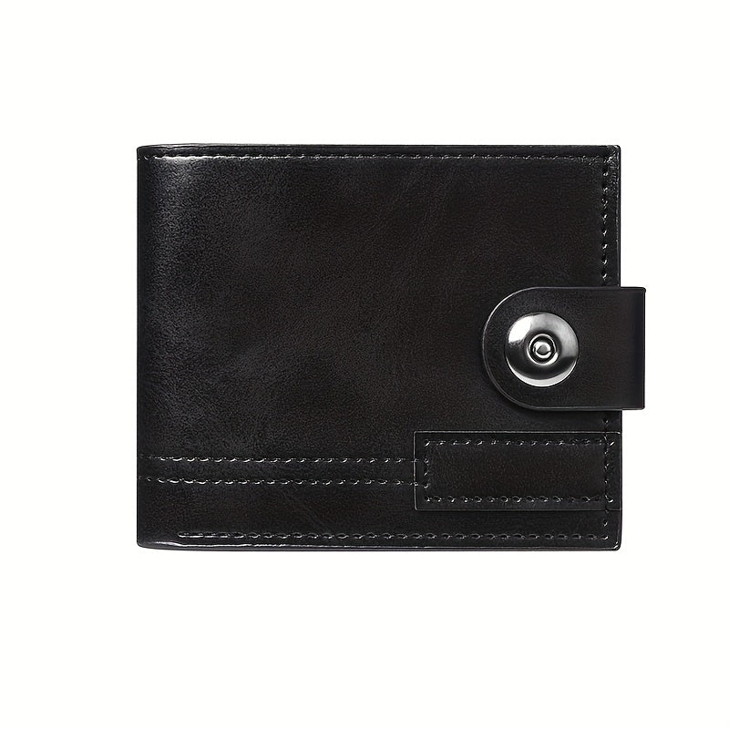 Men's & Unisex Compact Wallet with Snap & Clip Closure - PU Short Billfold, Cash/Credit Card Holder & ID for Travel, Everyday Carry - Minimalist Money Clip for -the- (No-Wash Care)