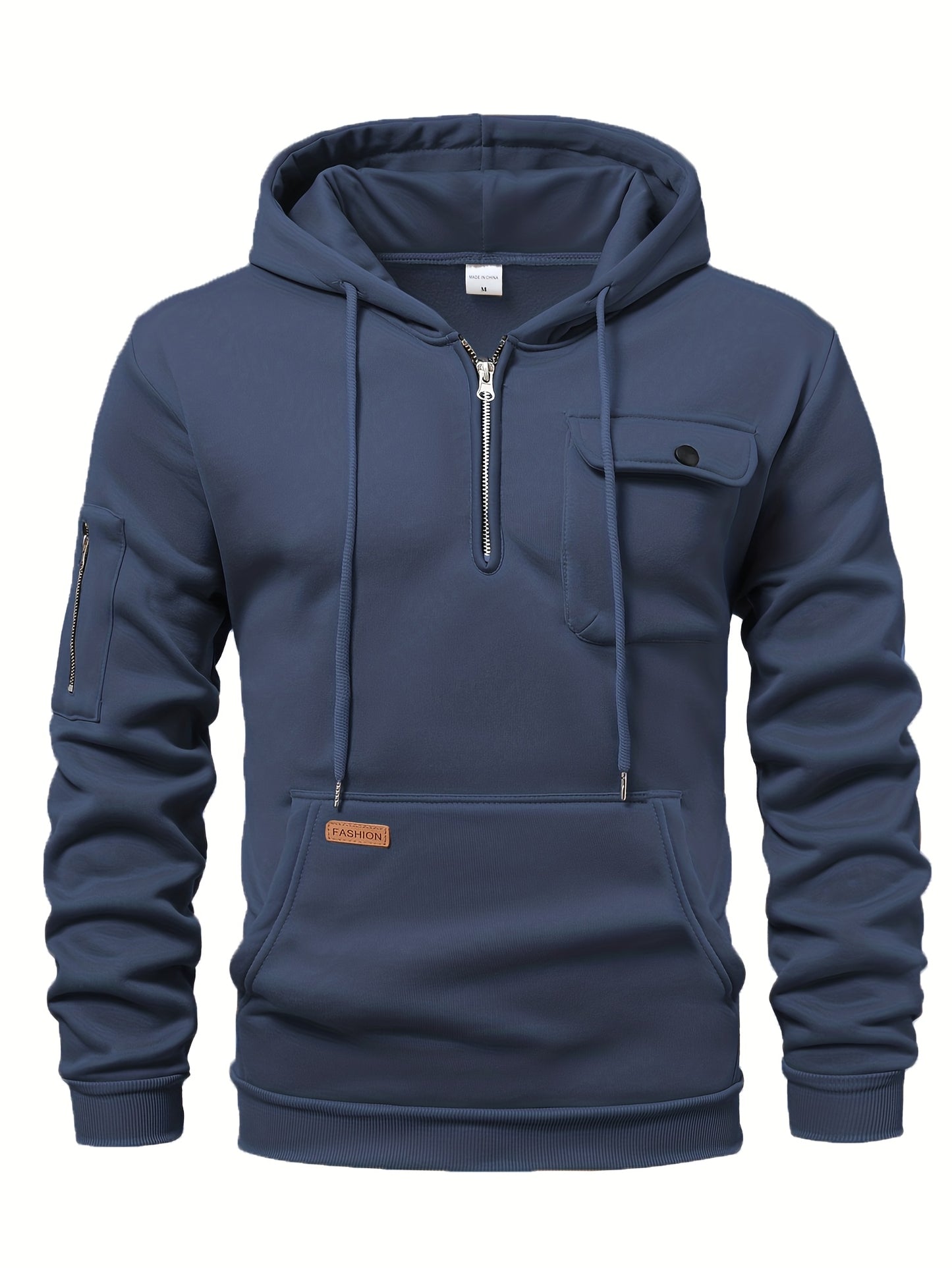 Men'S Minimalist Red & Christmas Tree Print Hooded Sweatshirt - Long Sleeve Casual Pullover with Piping, Regular Fit Winter Warmth for Holiday Parties, Outdoor Activities & Casual Attire, Christmas Sweatshirt, Seasonal Fashio