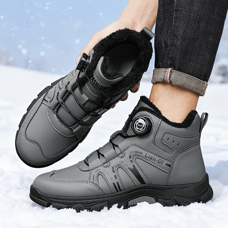 Men's Winter Warm Mid-Calf Boots with Upper & PVC Traction Outsole - Heavy-Duty Cold-Resistant Shoe for Snow, Ice, Slush - Cushioned Insole - Casual, Driving, Outdoor (Model 55017) - Ideal for /urban Use too