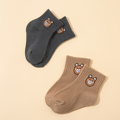 10 Pairs of Cute Little Bear Casual Short Elastic Mid-Calf Socks, Suitable for Newborns And Toddlers, Both Boys And Girls, Perfect for All Seasons.