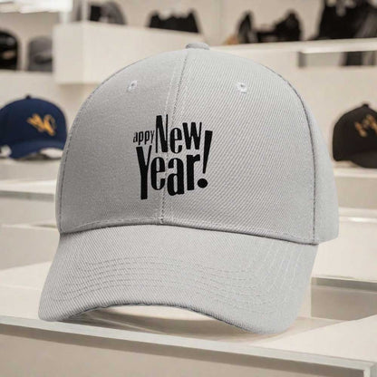 1pc New Year's Eve Party Hat - Adjustable Snapback Cap with Happy New Year Print, Lightweight Unisex Baseball Cap for Men & Women, Black with Bold White Lettering - Perfect for NYE Celebrations, Christmas, New Year's Day, Eve