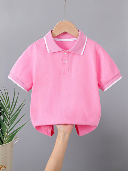 Kids' Cotton Polo Shirt Summer Casual Short Sleeve Top