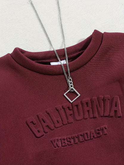 Տղա աղջիկների աշուն/ձմեռ տառերով դրոշմված տաք, աստառով սվիտեր և մարզաշապիկ, իդեալական է բացօթյա օգտագործման համար