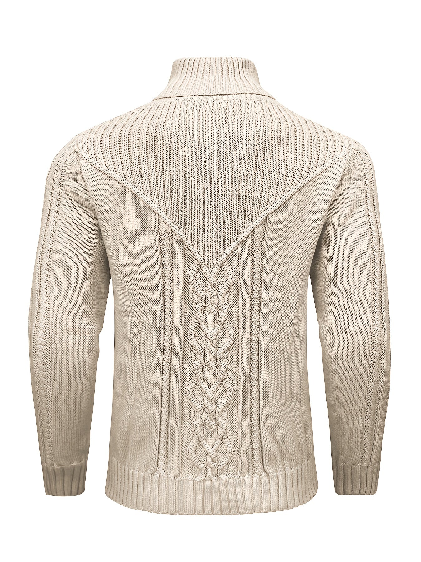 Տղամարդու բարձր օձիքով տաք տրիկոտաժե սվիտեր - ձգվող նորաձև ժապավենավոր սվիտեր, էլեգանտ ջենտլմենական կարդիգան