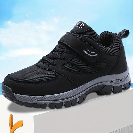 Men's Breathable Casual Shoes With Hook And Loop Fastener, Comfy Soft Sole Sneakers For Outdoor Jogging, Spring And Summer