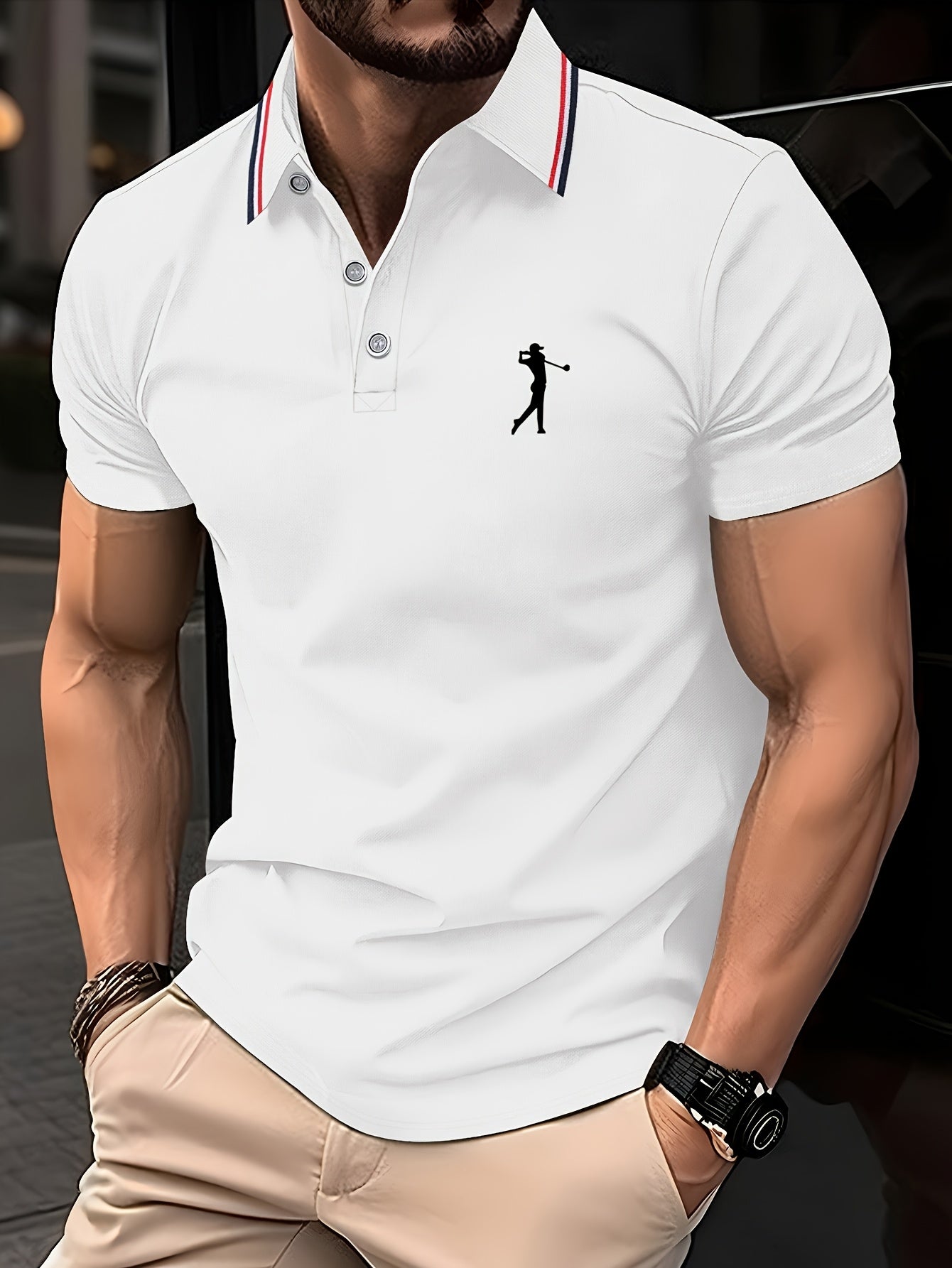 Golf Print Polo վերնաշապիկ, տղամարդու վերնաշապիկ, ամառային պատահական կարճաթև վերնաշապիկ
