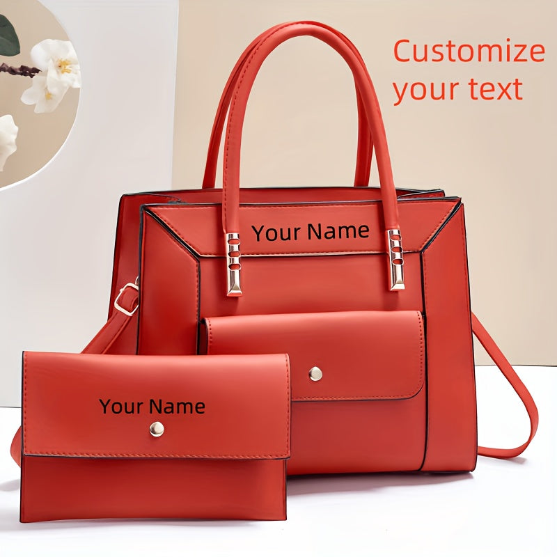 Elegant PU Leather Mother-Daughter Bag Set with Adjustable Strap