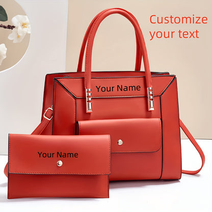 Elegant PU Leather Mother-Daughter Bag Set with Adjustable Strap