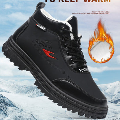 Men'S Winter Fashion Non-slip Snow Boots | High-Top, Thickened, Casual, Microfiber Upper, Rubber Sole, Lace Closure