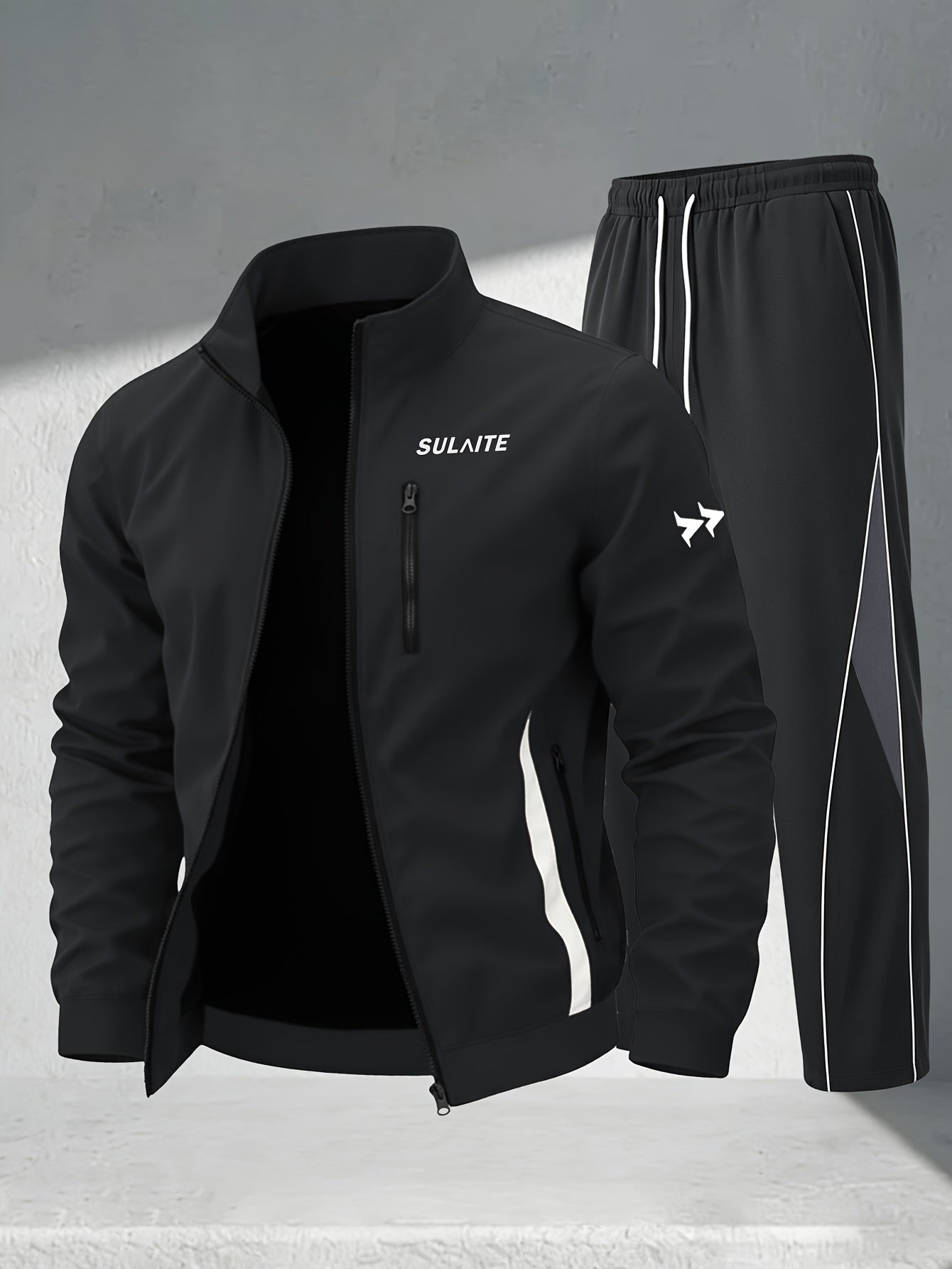 Men's Casual Polyester Athletic Tracksuit Set for Spring/Fall