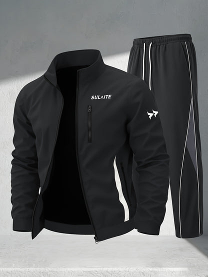 Men's Casual Polyester Athletic Tracksuit Set for Spring/Fall