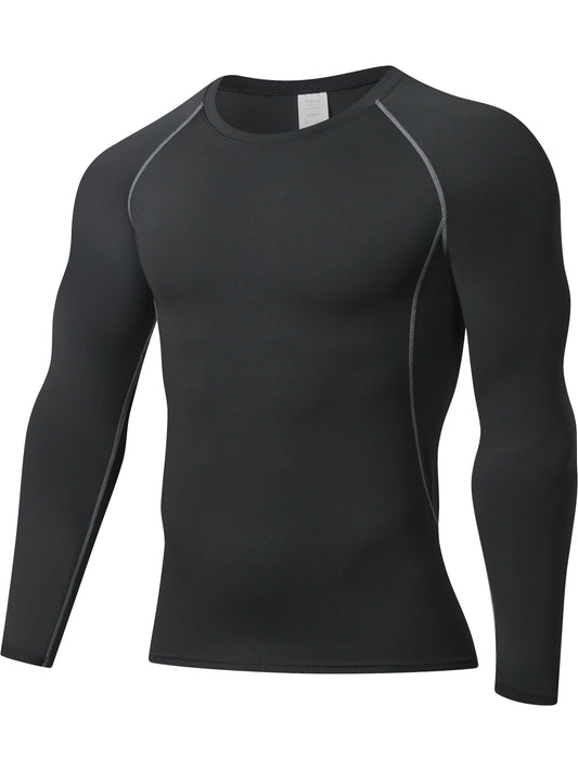 [Formfitting Shirt] Elite Athletic երկարաթև կոմպրեսիոն վերնաշապիկ - բարձր ձգվող, շնչող պոլիեսթեր և սպանդեքս խառնուրդ, պարանոցի պարանոց, անտեսանելի - իդեալական մկանային խմբերի պաշտպանության համար, մեքենայով լվացվող - կապույտ, մարզասրահի հագուստ