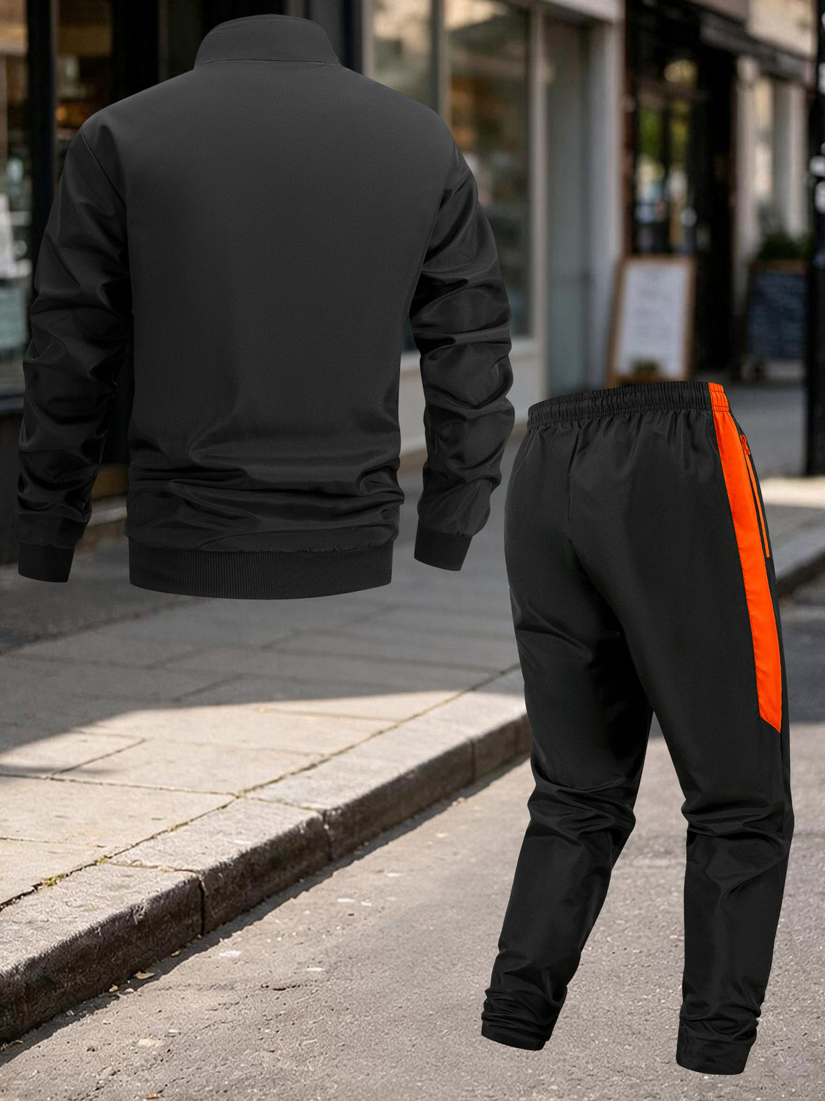 Men's Spring/Fall Stand Collar Zipper Tracksuit Set