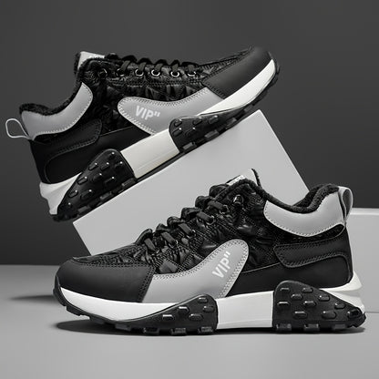 Men'S Stylish Winter Sports Shoes - in And Navy Blue, Featuring Lace-Up Ankle Boots, Thick PVC Soles, Upper Material, Breathable Fabric Lining, Perfect for Casual Wear Throughout The Seasons, Ideal Winter Boots for Men, Fashi