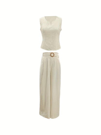 Elegant Summer Sleeveless Vest and Pants Set for Women