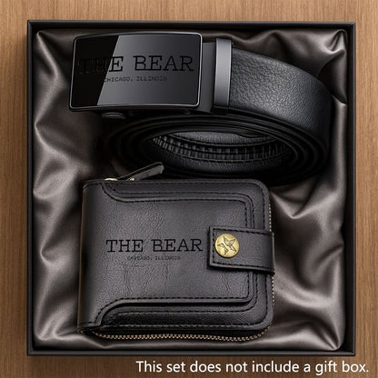 A 2pcs Men'S Belt And Wallet Set from THE BEARSEST Series, Featuring Exquisite Printed Designs. This High-End And Elegant Combination Is Essential for Business Occasions. A Stylish Item Suitable for Both Men And Women, Perfec