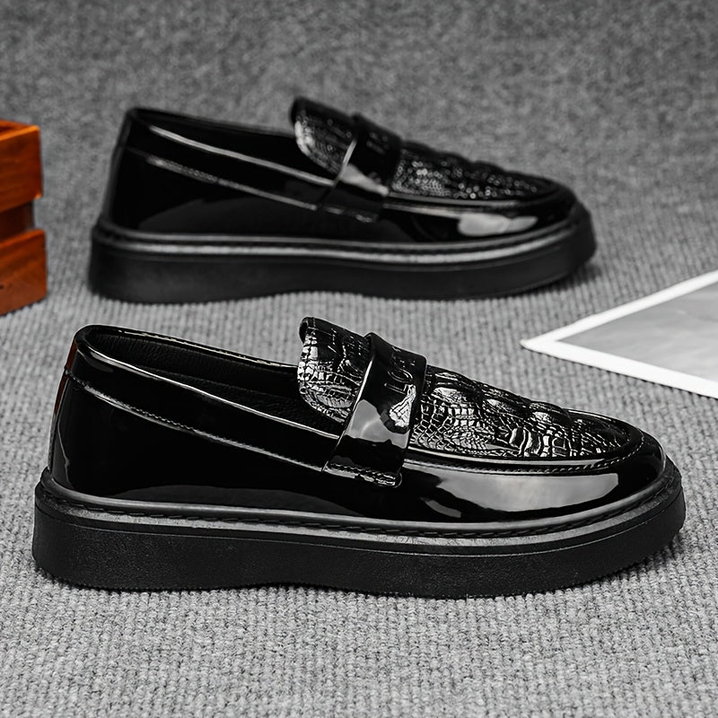 Men'S Black Business Casual Shoes, New Stylish Glossy British-Style Formal And Casual Footwear for Spring 2026 - ayq