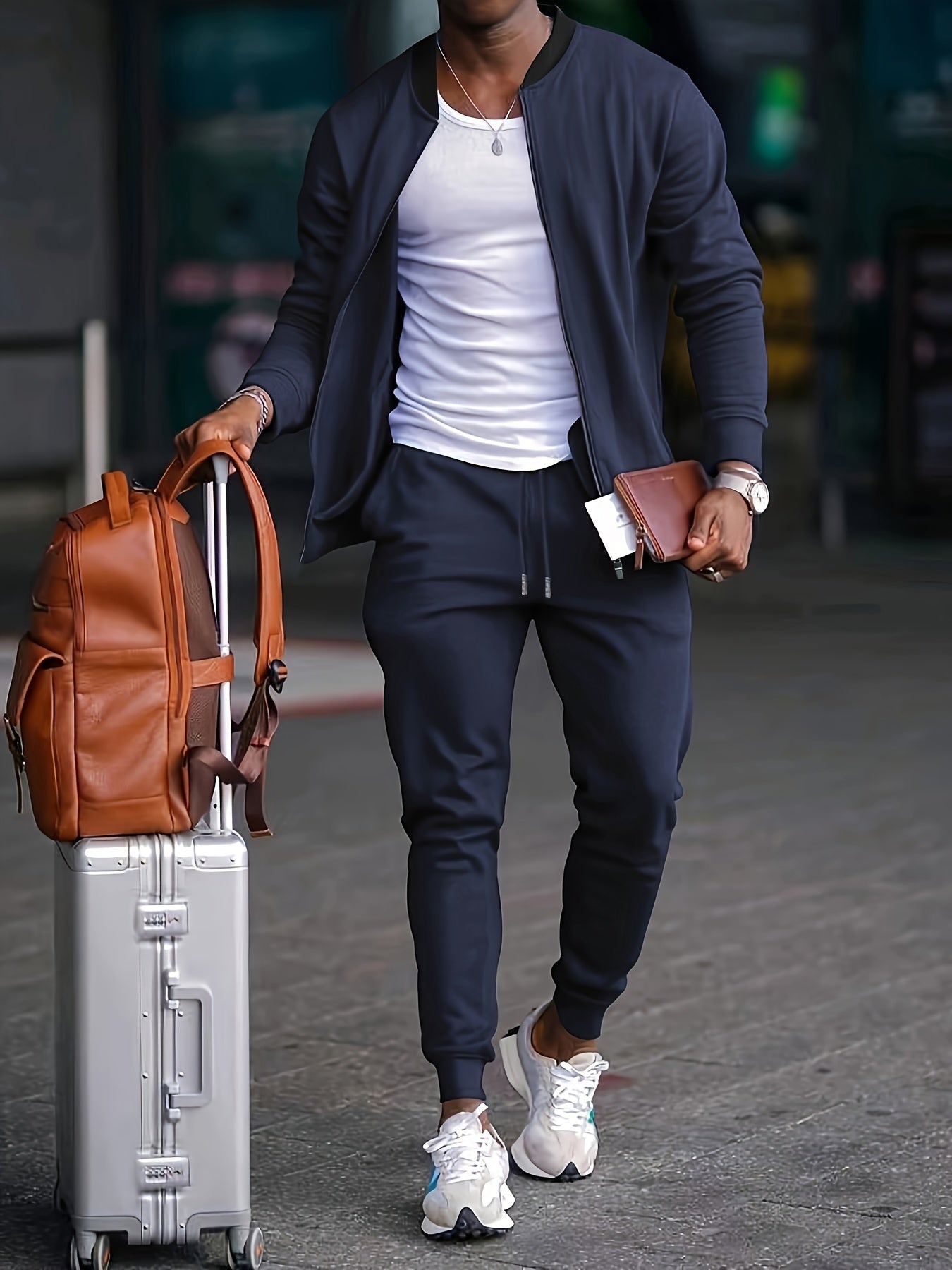 Men's New Sporty Casual Fashion Solid Color Suit Men's Cardigan Sweater Jacket