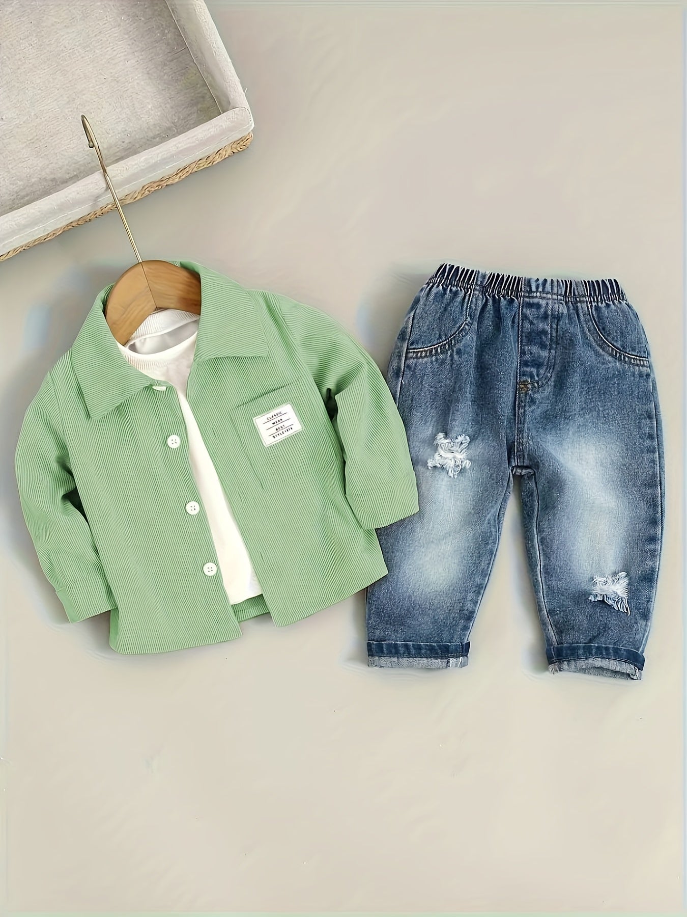 Boys' Cotton Blend Shirt and Jeans Set for Fall/Winter