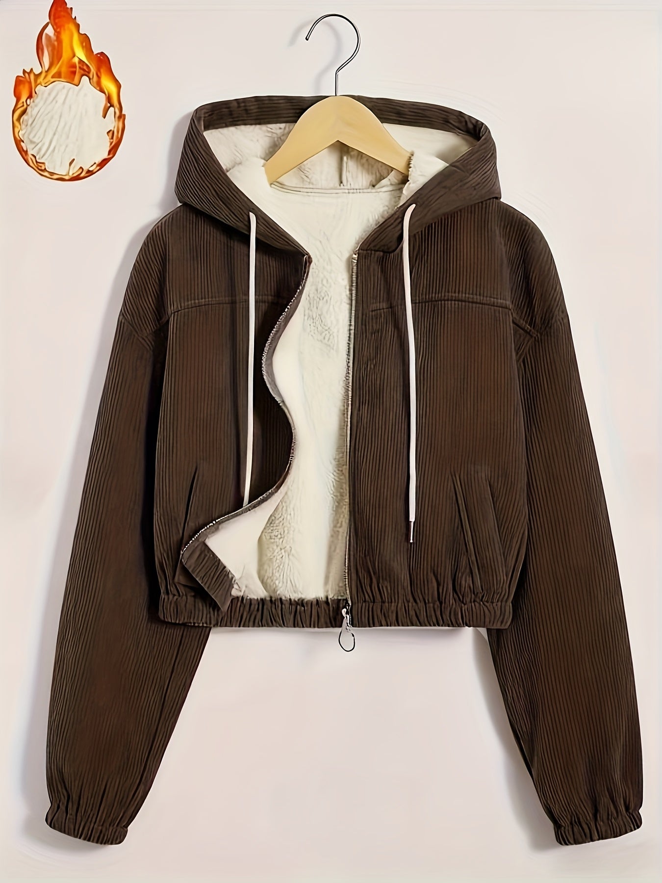 Կանացի սև գլխարկով բաճկոն՝ բրդյա աստառով - Ձմեռային վերարկու՝ ամբողջական կայծակաճարմանդով, առջևի ամբողջական կայծակաճարմանդով փակվող, կայծակաճարմանդով գրպաններ, լվացքի մեքենայով լվացվող արտաքին պատյան