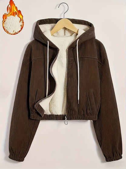 Կանացի սև գլխարկով բաճկոն՝ բրդյա աստառով - Ձմեռային վերարկու՝ ամբողջական կայծակաճարմանդով, առջևի ամբողջական կայծակաճարմանդով փակվող, կայծակաճարմանդով գրպաններ, լվացքի մեքենայով լվացվող արտաքին պատյան