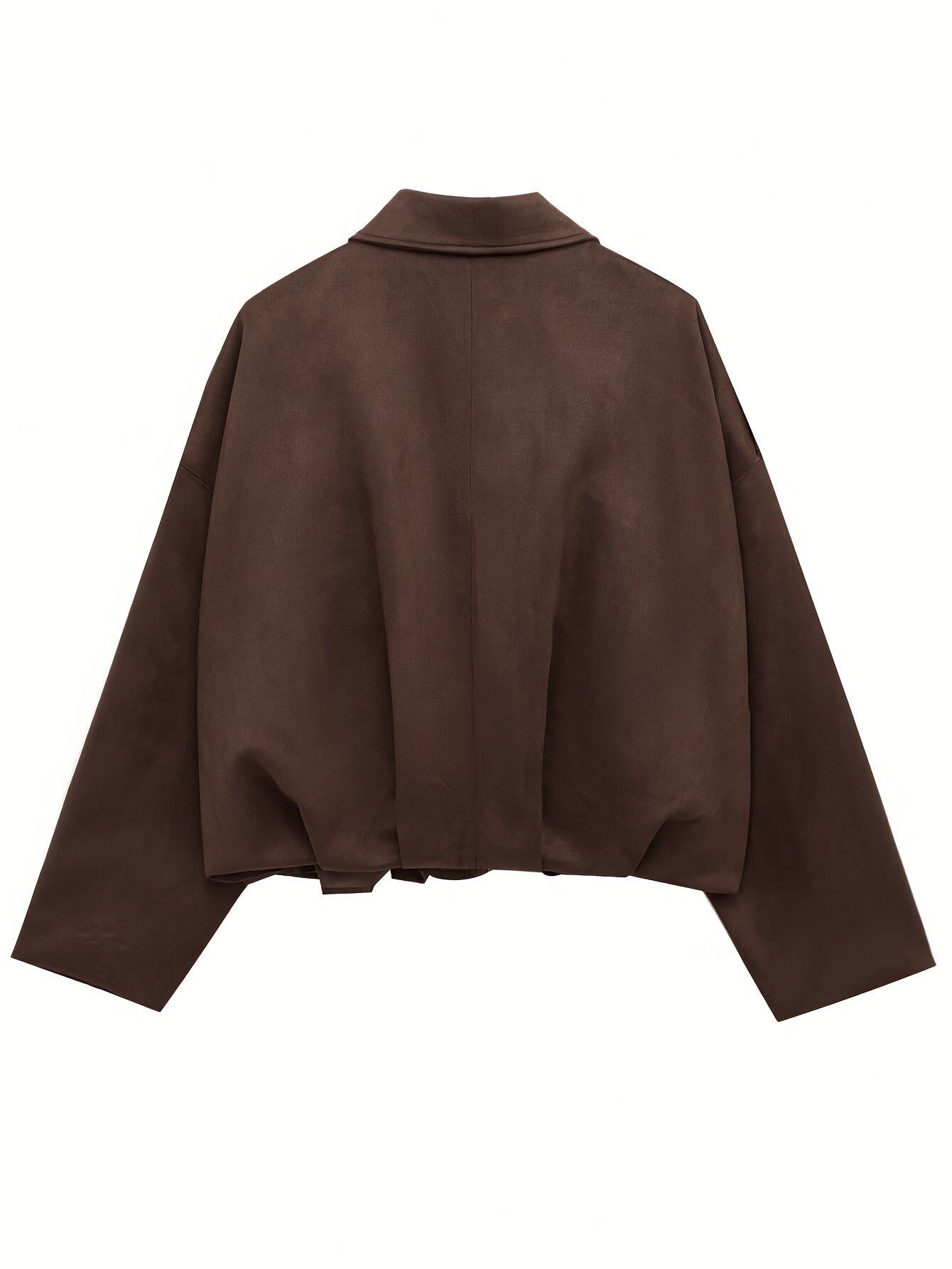 Կանացի վինտաժային բոմբեր բաճկոն - ազատ չափի երկար թևքով, կայծակաճարմանդով և իջեցված ուսերով, շագանակագույն առօրյա վերնազգեստ աշուն/ձմեռ համար, չձգվող գործվածք, իդեալական է առօրյա հագուստի համար, աշուն-ձմեռ բաճկոն | Վինտաժային բոմբեր ոճ | Zipp