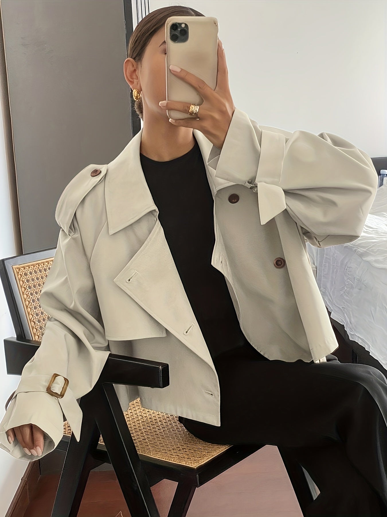 Կանացի գարուն/աշուն միագույն, պարզ, ազատ, առօրյա, կարճ, երկար թևքերով տրենչ-բաճկոն