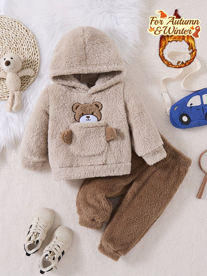 Տղաների աշնանային և ձմեռային նորաձև, առօրյա, պարզ, խելոք, տաք, միագույն, փափուկ, արջուկի տեսքով ասեղնագործված վերնաշապիկով, երկկտորանոց, հիանալի է բացօթյա օգտագործման համար