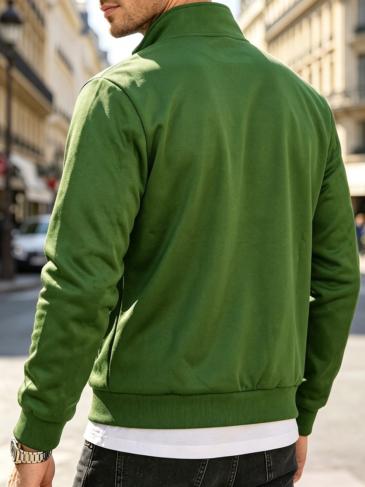 Men's Stand Collar Knit Fleece Jacket, Soft & Windproof for Spring/Fal