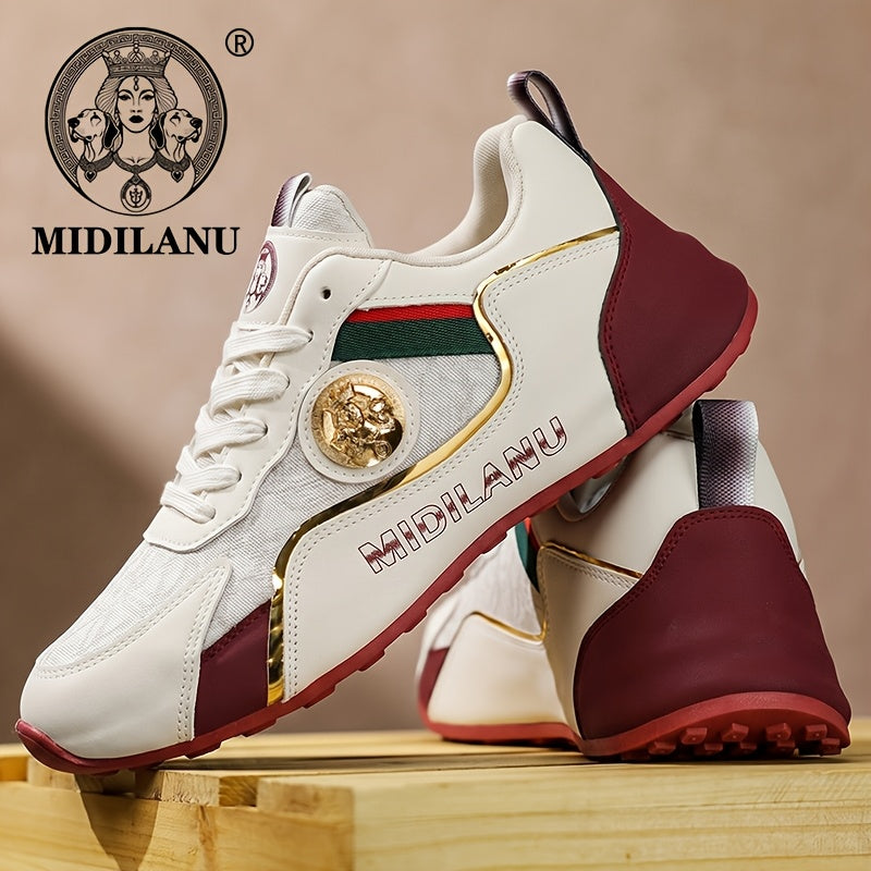 Men's Lightweight Casual Sneakers with Linear Design - All Season