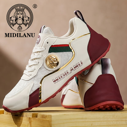 Men's Lightweight Casual Sneakers with Linear Design - All Season