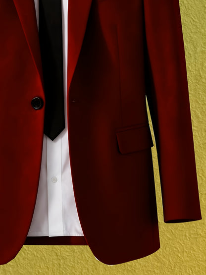 Men's Casual Slim Fit Solid Color Suit Jacket - Lightweight