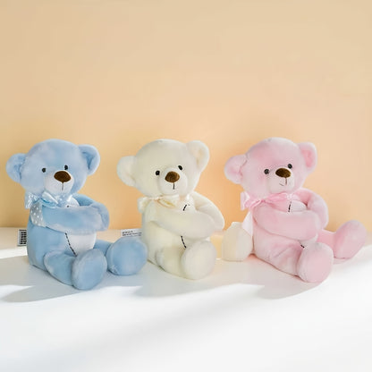 Justbecause Stuffed Soft Toy Teddy Bear Vase Huger, Pink/Blue/Ivory, 24.13cm, Plush Animal Plushie with Expressive Eyes & Fluffy Ears, Soft Huggable Bear for Girls & Boys