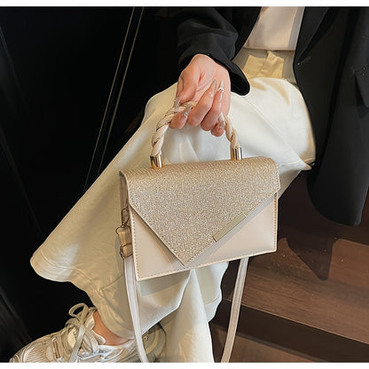 2025 թվականի նոր ամառային կանացի ձեռքի պայուսակ, մի ուսի վրա, մետաղական դեկորատիվ փոքր քառակուսի պայուսակ