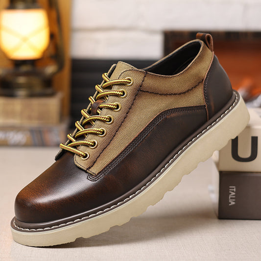 Men's Retro Lace-Up Dress Shoes Wide Fit for Casual & Business - ayq