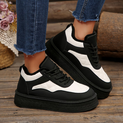 Women's Thick-Sole Winter Boots with Non-Slip Rubber Outsole & Warm - Round Toe Lace-Up Snow Shoes for Dresses, Jeans & Casual Outfits, Lightweight Winter Boots For Women, Snow Boots For Women, Boots For Women Snow, Boots For