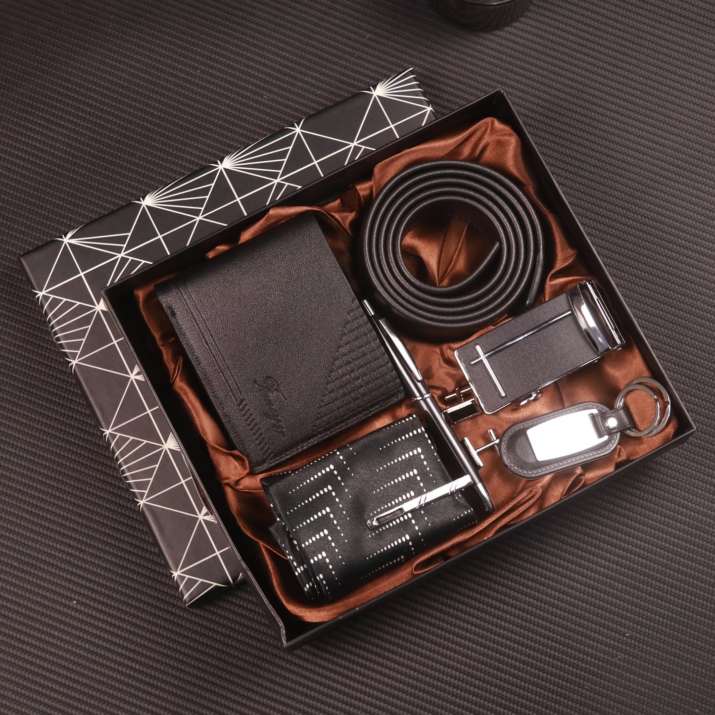 8pcs Men's Luxury Accessory Gift Set with Automatic-Docking Collar Tie System, Dress Belt, Cufflinks, Keychain, Pen & Wallet - Complete Corporate Attire Bundle for Weddings, Business Meetings, Prom - Ideal Birthday/Christmas/