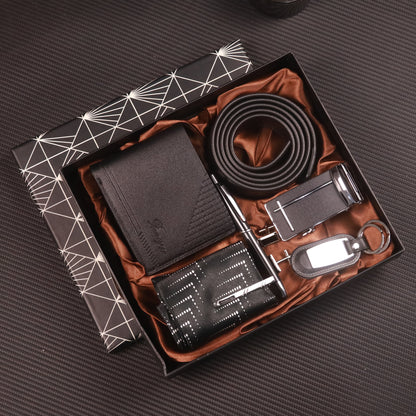 8pcs Men's Luxury Accessory Gift Set with Automatic-Docking Collar Tie System, Dress Belt, Cufflinks, Keychain, Pen & Wallet - Complete Corporate Attire Bundle for Weddings, Business Meetings, Prom - Ideal Birthday/Christmas/