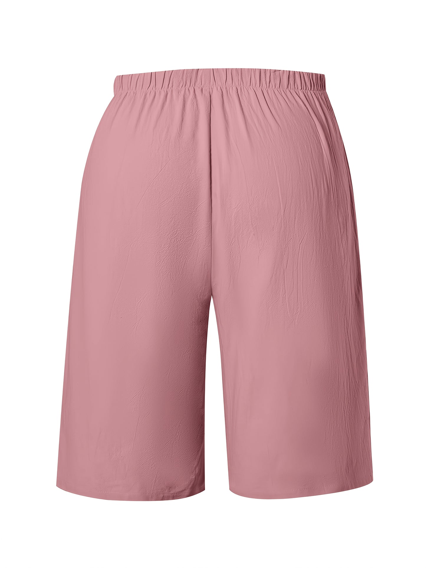 Women's Casual Solid Color Polyester Shorts with Faux Drawstring