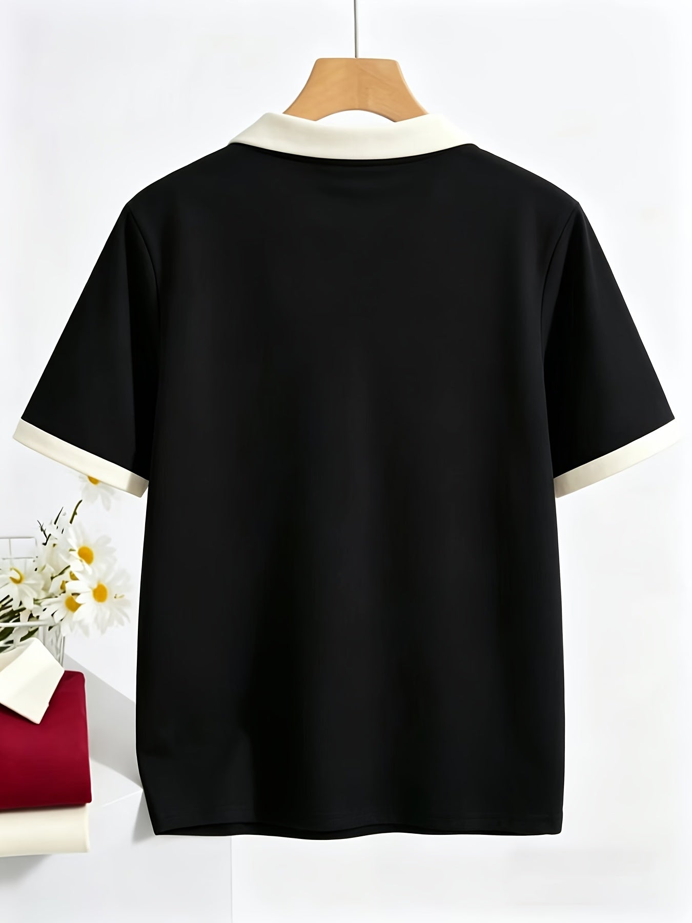 Women's Casual Polo Shirt in Solid Colors for Spring and Summer - ayq