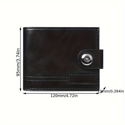 Men's & Unisex Compact Wallet with Snap & Clip Closure - PU Short Billfold, Cash/Credit Card Holder & ID for Travel, Everyday Carry - Minimalist Money Clip for -the- (No-Wash Care)