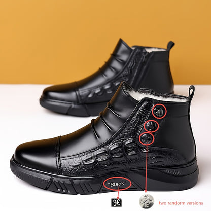 2025 New Winter Men's Thickened Black Mid-Top Business Casual Snow Boots