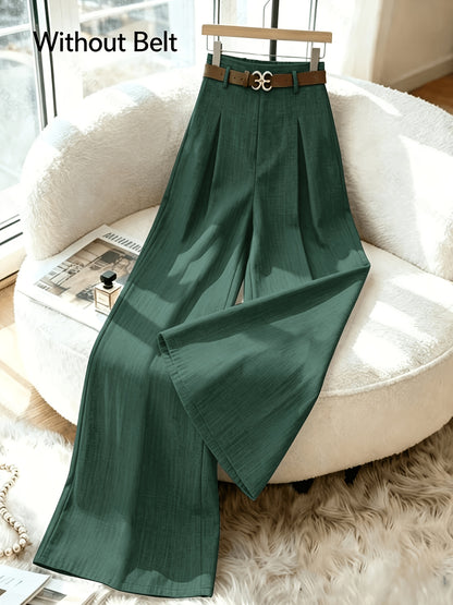 Women's High-Waisted Wide-Leg Trousers - Loose Fit Spring/Summer Pants