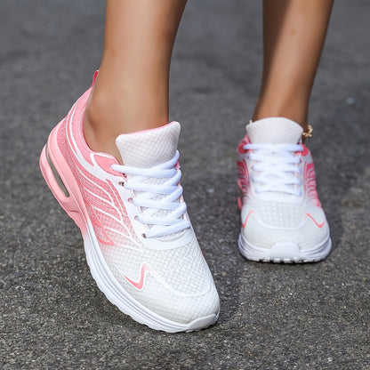 Women'S Casual Running Shoes, Lightweight EVA Upper  Inner, Fabric Insole, Faux Sole, Lace-Up Low Top, All-Season Solid Color, Flame Air Cushion Design, New Style 720