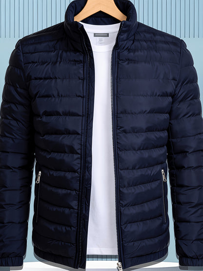 Men's Winter Softshell Jacket with Stand Collar and Zipper