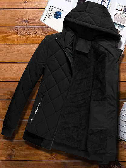 Men's Hooded Fleece-Lined Winter Jacket Casual Coat
